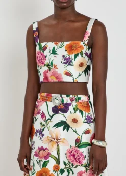 Didi floral-print cropped taffeta top