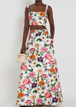 Didi floral-print cropped taffeta top