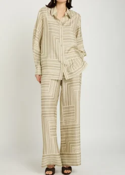 Dijon printed wide-leg silk trousers