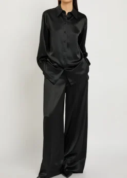 Dijon straight-leg satin trousers