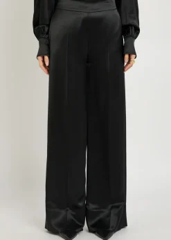 Dijon straight-leg satin trousers