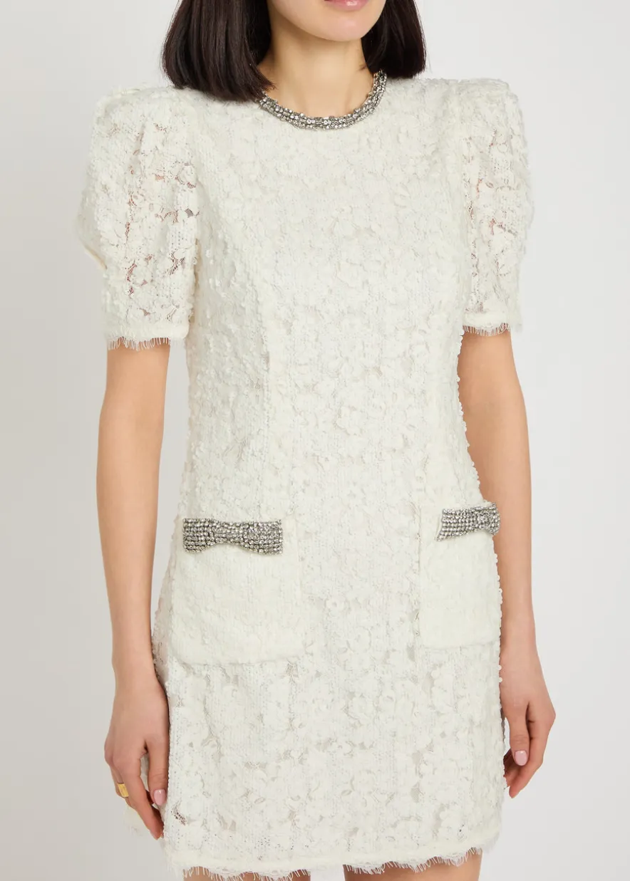 Dillon crystal and sequin-embellished lace mini dress
