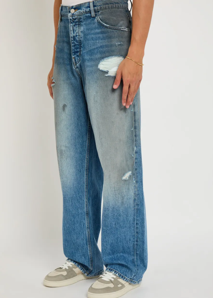 Dirty Wash distressed straight-leg jeans