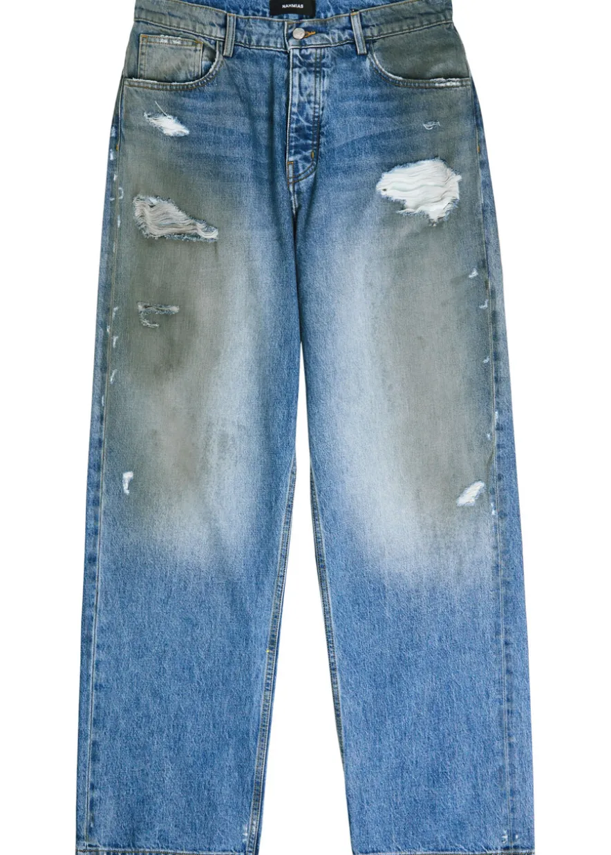 Dirty Wash distressed straight-leg jeans