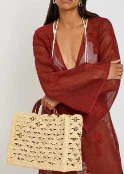 Disc raffia tote bag
