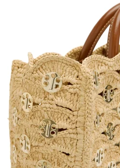 Disc raffia tote bag