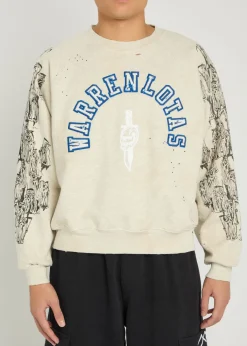 Distressed Applique logo cotton-blend sweatshirt