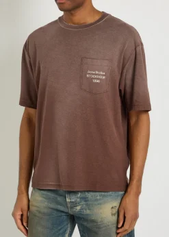Distressed cotton-blend T-shirt
