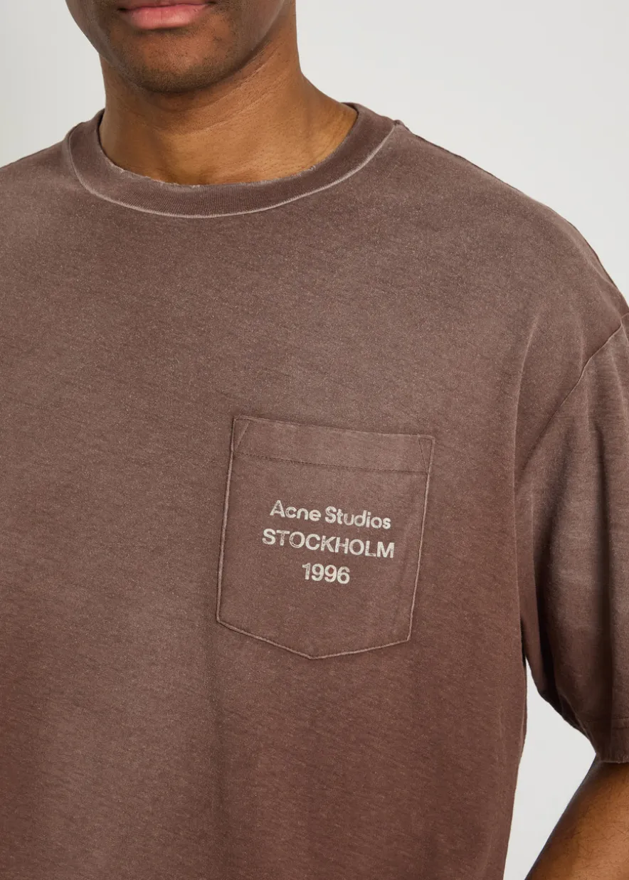 Distressed cotton-blend T-shirt