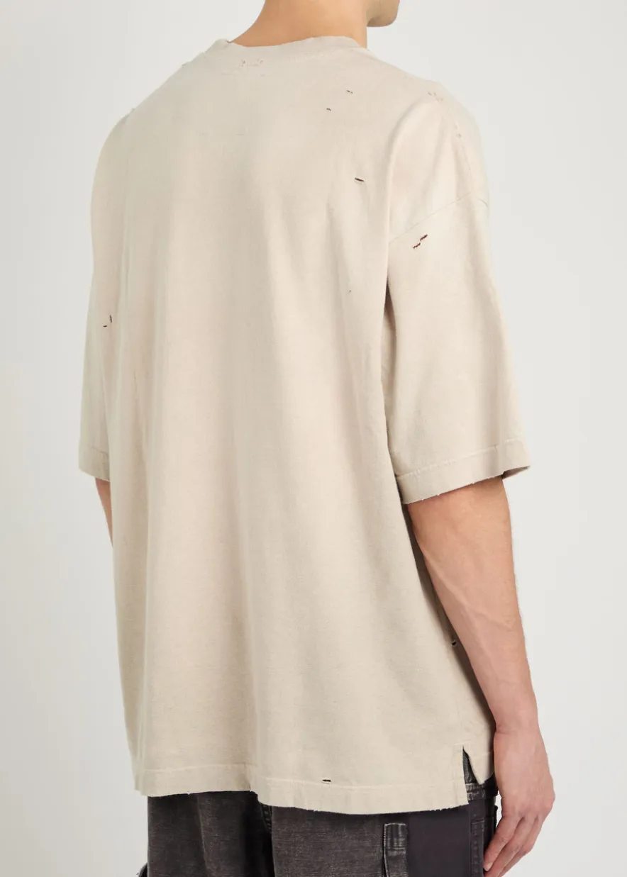 Distressed cotton T-shirt
