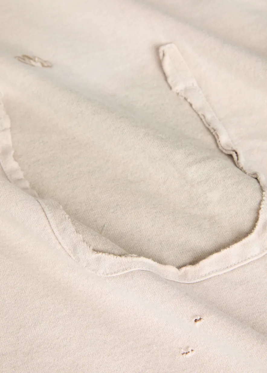Distressed cotton T-shirt