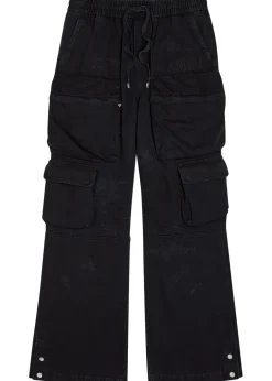 Distressed denim cargo trousers