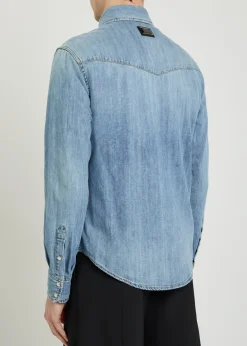 Distressed denim shirt