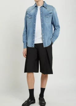 Distressed denim shirt
