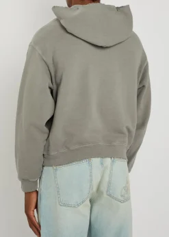 Distressed hooded cotton sweatshirt