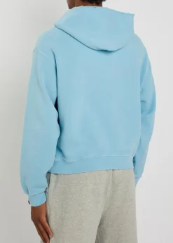Distressed hooded cotton sweatshirt