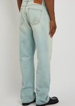 Distressed relaxed straight-leg jeans
