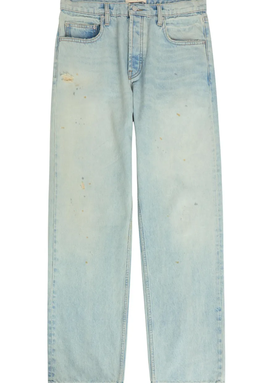 Distressed relaxed straight-leg jeans
