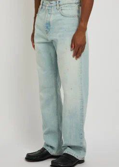 Distressed relaxed straight-leg jeans