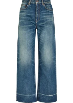Distressed straight-leg jeans