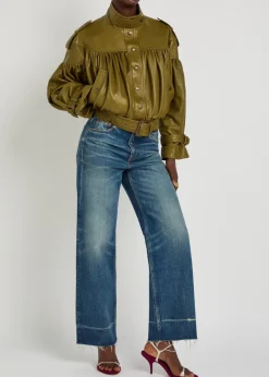 Distressed straight-leg jeans