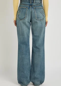 Distressed straight-leg jeans