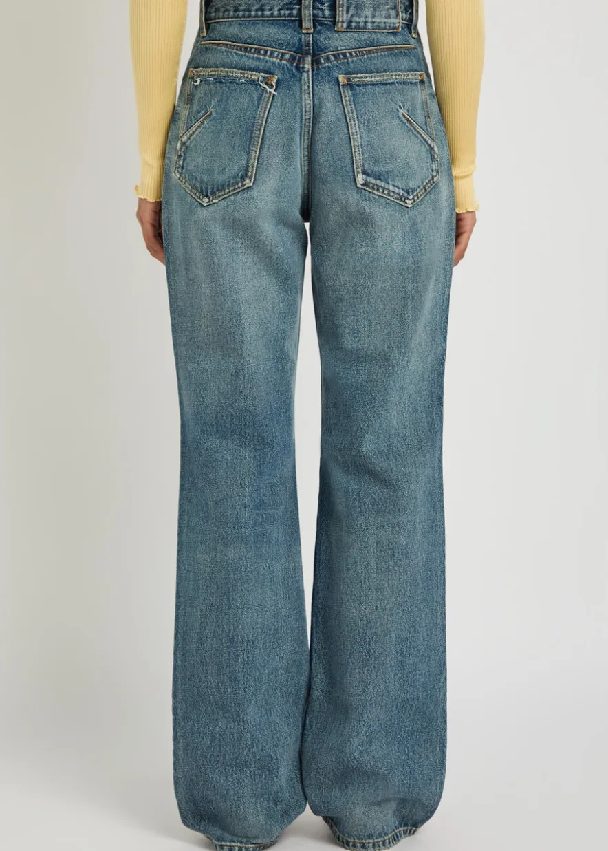 Distressed straight-leg jeans