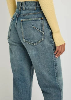Distressed straight-leg jeans