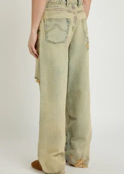 Distressed wide-leg jeans