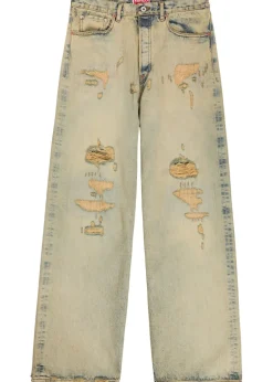 Distressed wide-leg jeans