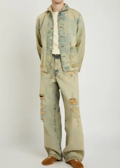Distressed wide-leg jeans
