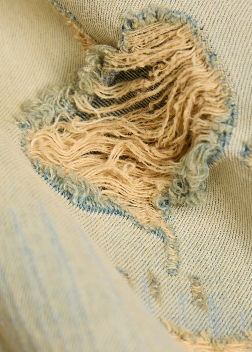 Distressed wide-leg jeans