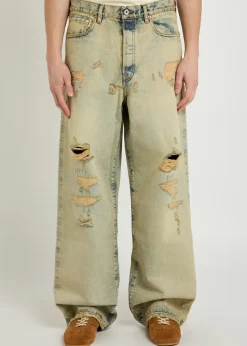 Distressed wide-leg jeans