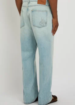 Distressed wide-leg jeans