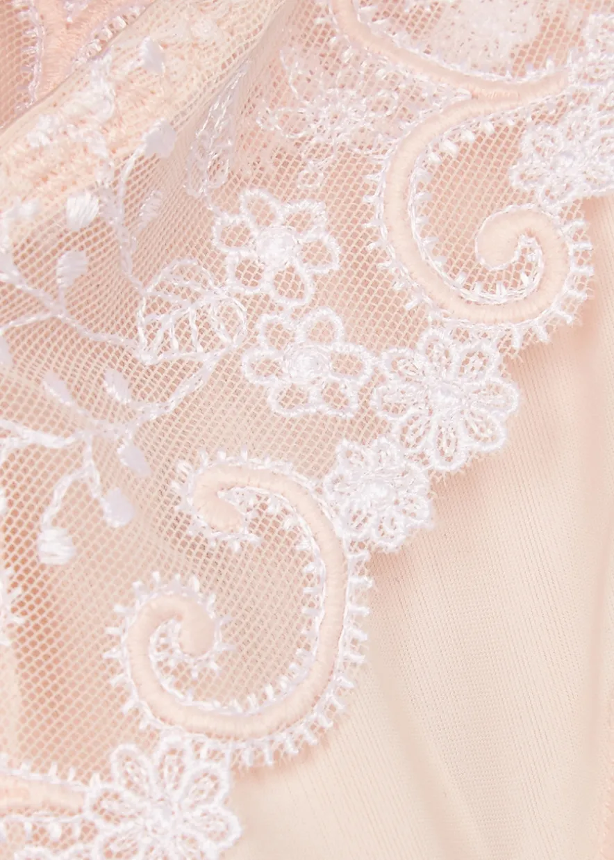 Délice blush lace-panelled thong