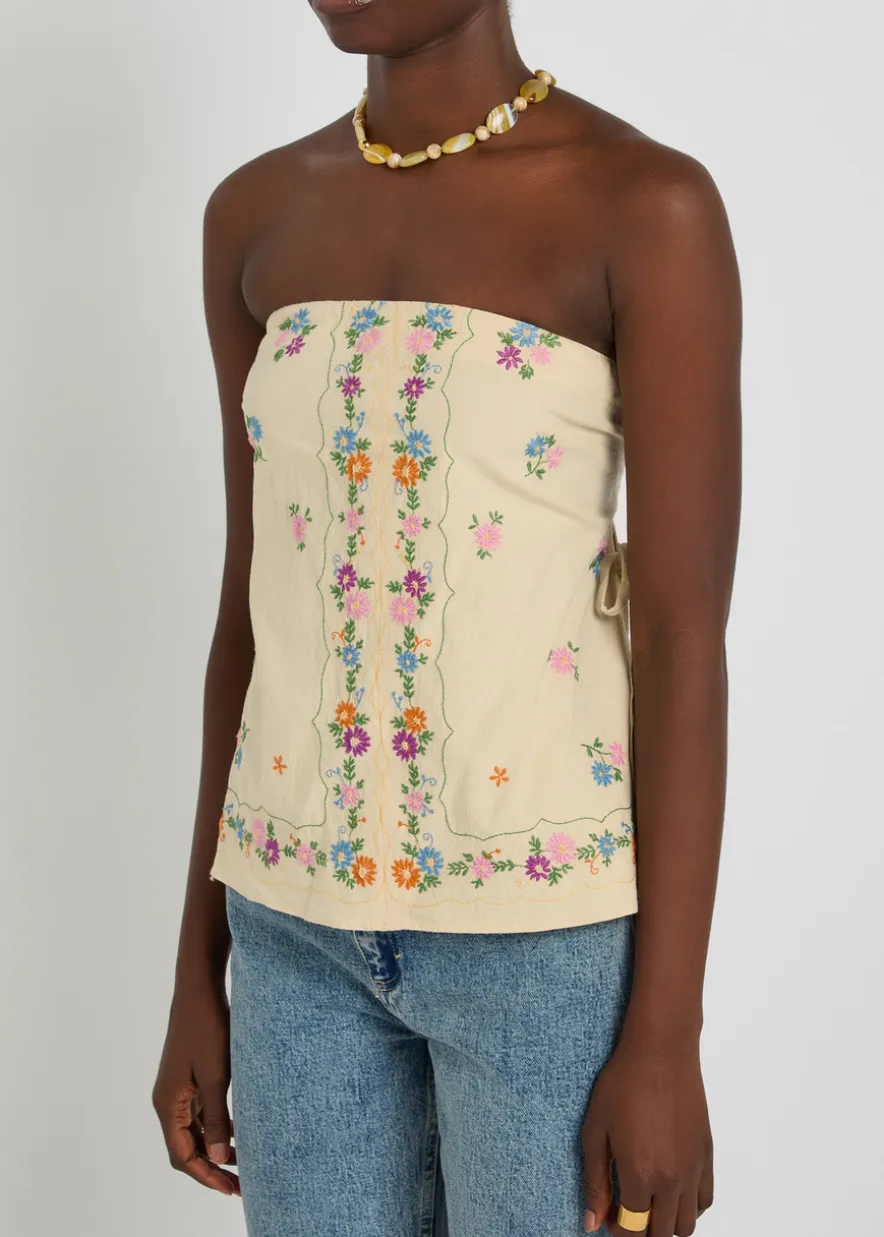 Doily Days floral-embroidered cotton top