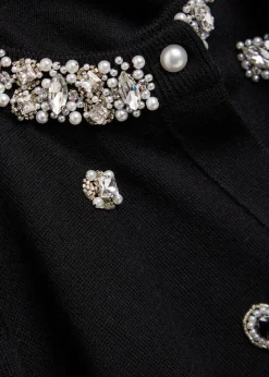 Dollie embellished stretch-wool cardigan