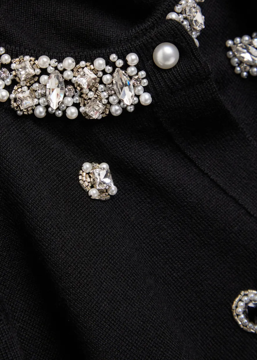 Dollie embellished stretch-wool cardigan