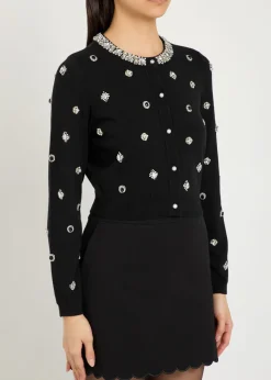 Dollie embellished stretch-wool cardigan