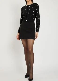 Dollie embellished stretch-wool cardigan