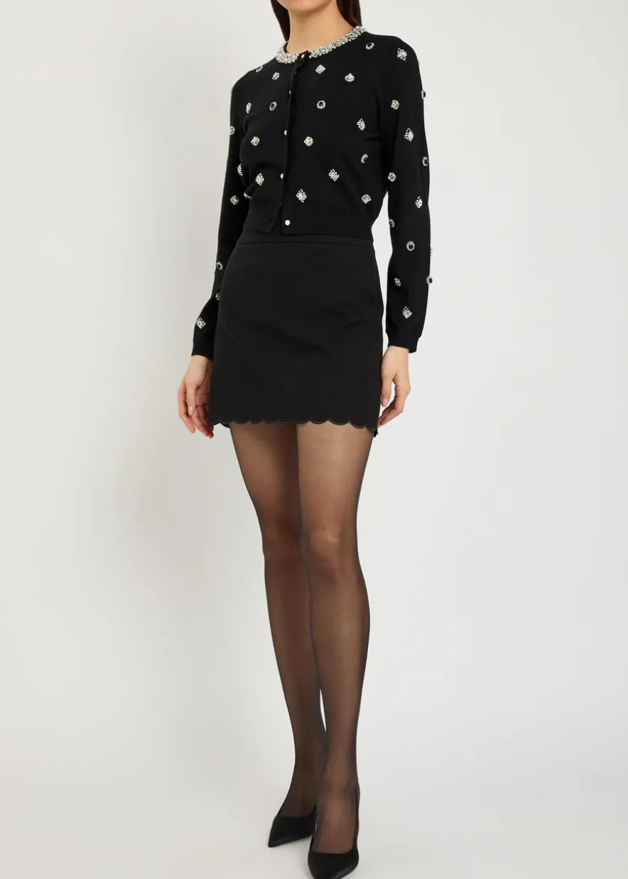 Dollie embellished stretch-wool cardigan