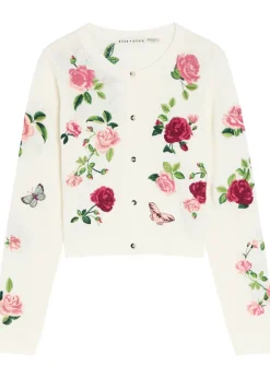Dollie floral-embroidered knit cardigan