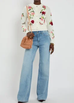 Dollie floral-embroidered knit cardigan