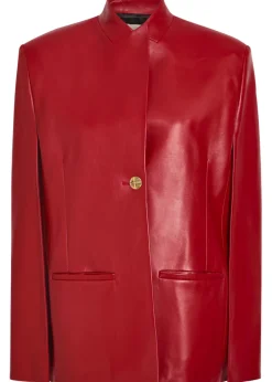 Dolso open-sleeve leather jacket