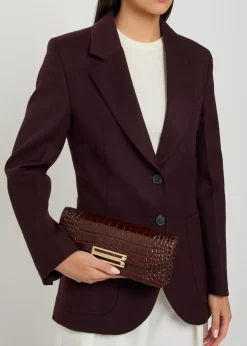 Dorian East-West crocodile-effect leather clutch