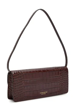 Dorian East-West crocodile-effect leather clutch