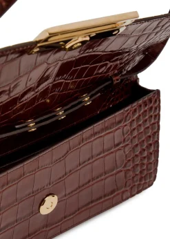 Dorian East-West crocodile-effect leather clutch