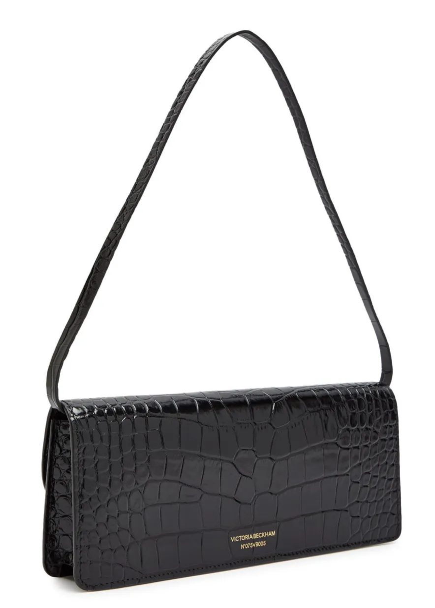 Dorian East-West crocodile-effect leather clutch