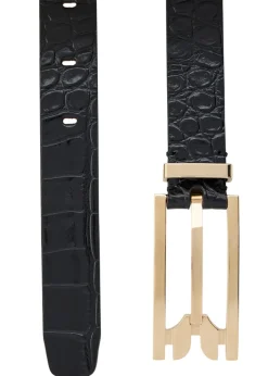 Dorian Pin Buckle crocodile-effect leather belt