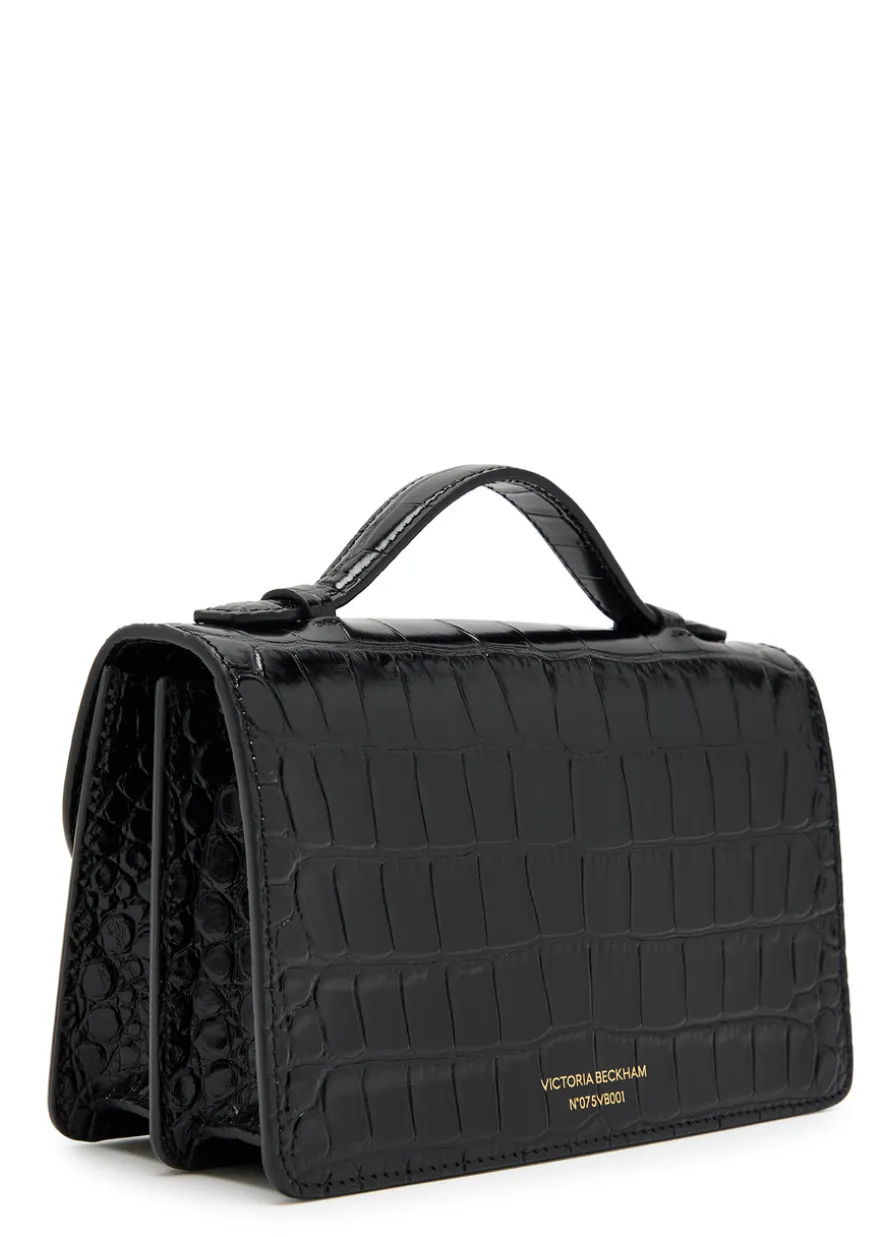 Dorian small crocodile-effect patent leather top handle bag